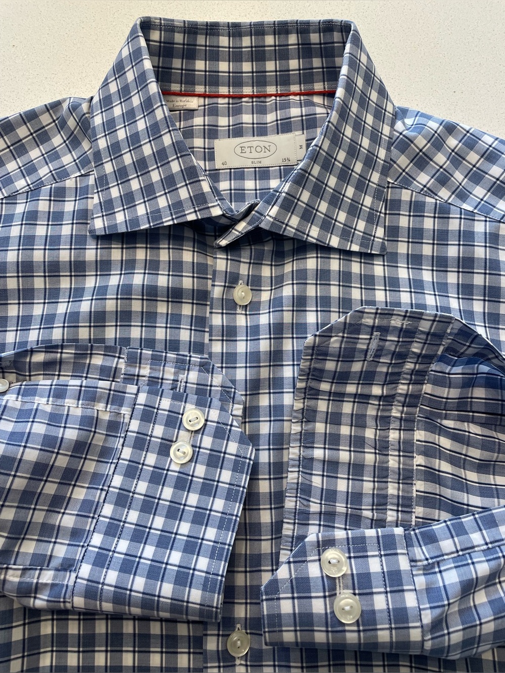 Eton - all cotton checkered dress shirt Size 40 (15 3/4” neck)